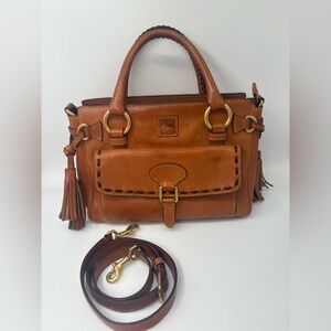 Dooney & Burke Florentine Leather Pocket Satchel Natural Color Leather Medium